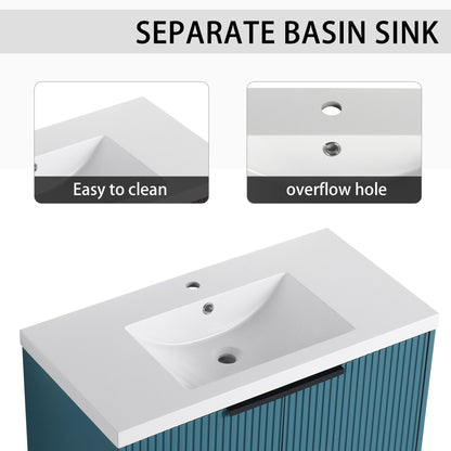 Contemporary Wall Mounted Bathroom Vanity With Resin Double Sink