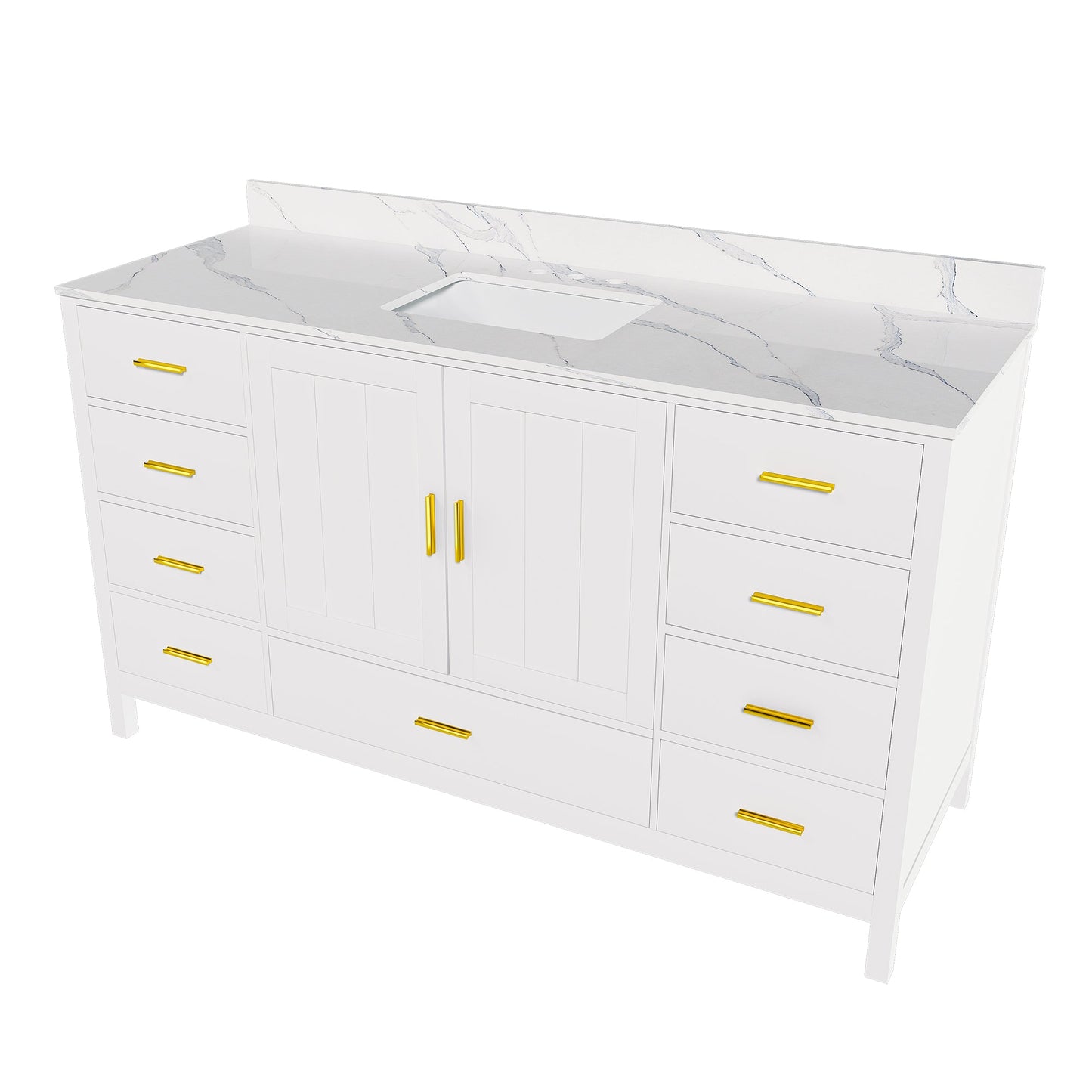 60" Modern Solid Wood Bathroom Vanity with Sink