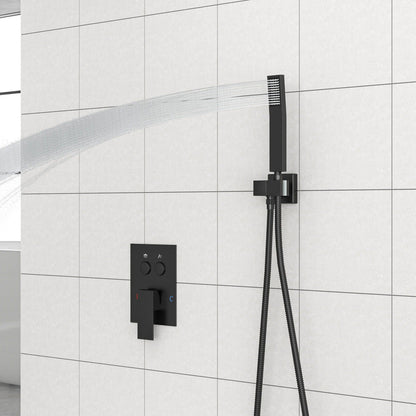 Dual Shower Head System With Square Rain Shower And Rough In Valve