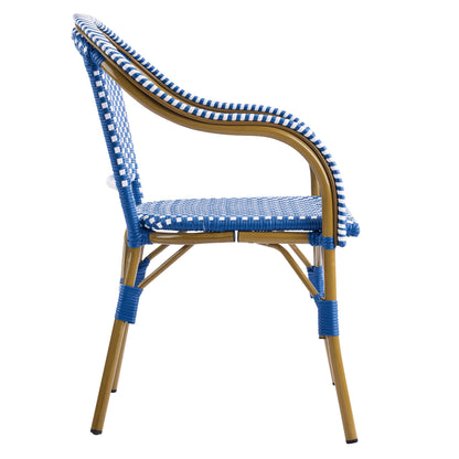 Outdoor Bistro Chairs Set of 2 with Aluminum Frame and PP Rattan