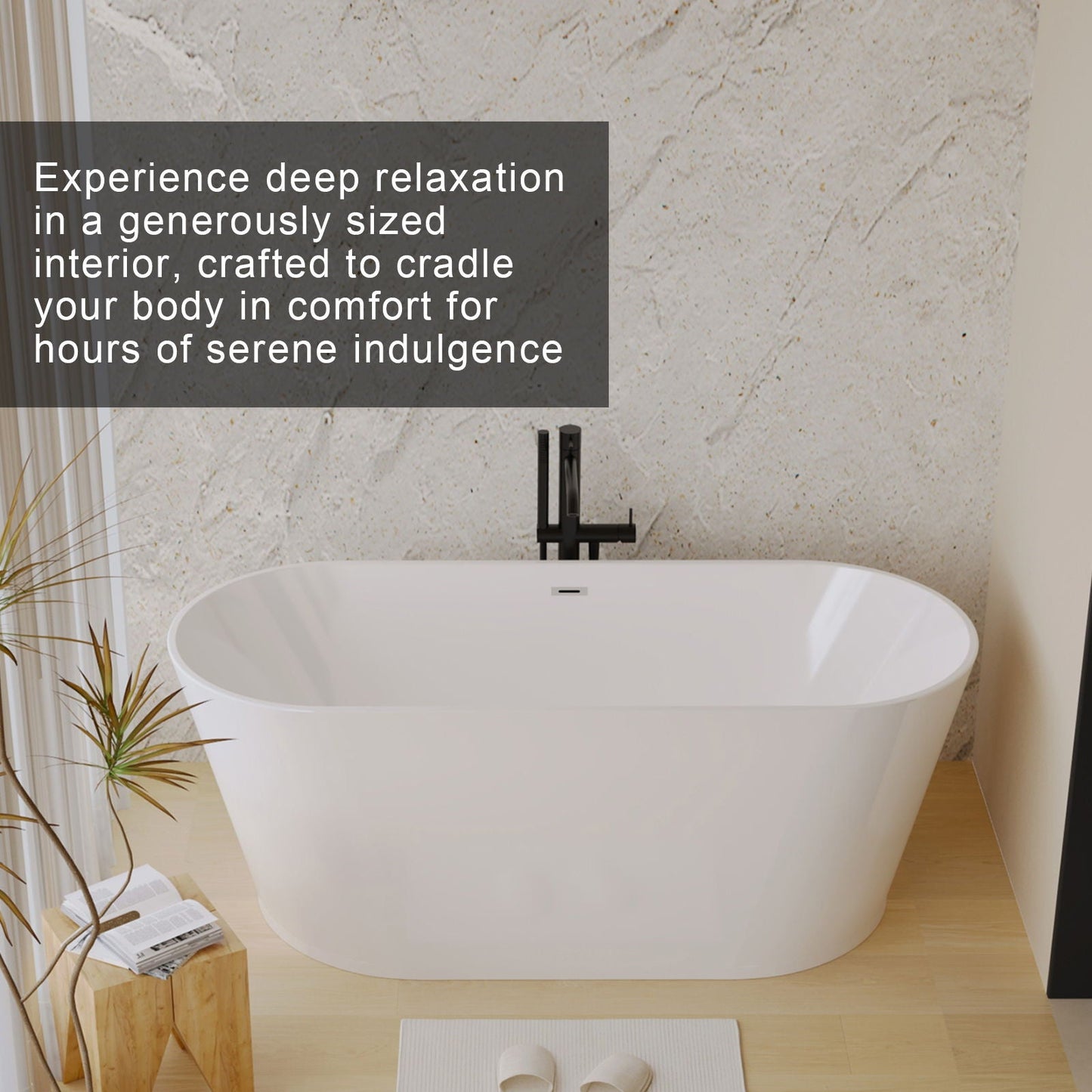 Glossy Freestanding Bathtub With Toe Tap Drain
