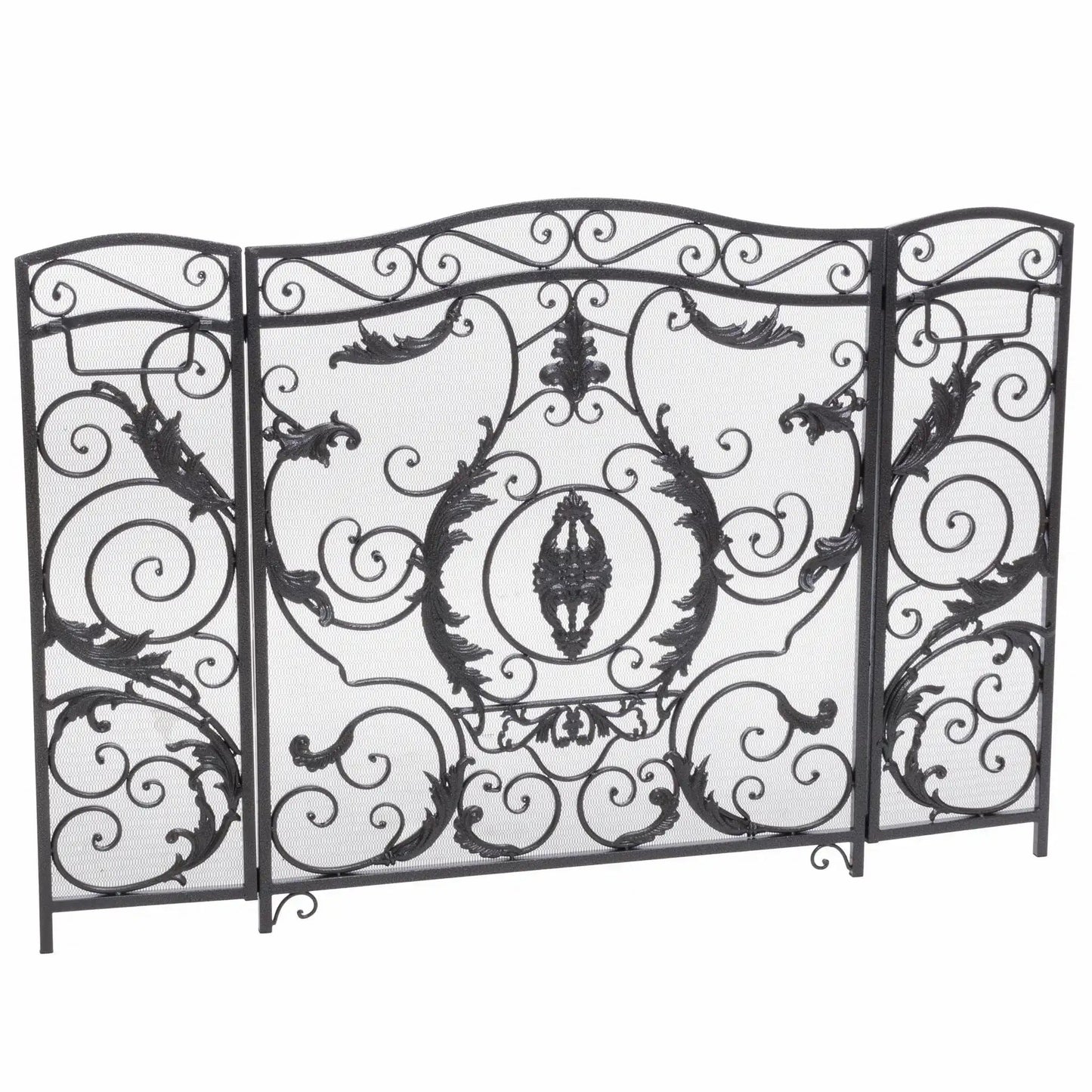 Mariella Traditional Floral Iron Fireplace Screen with Ornate Design
