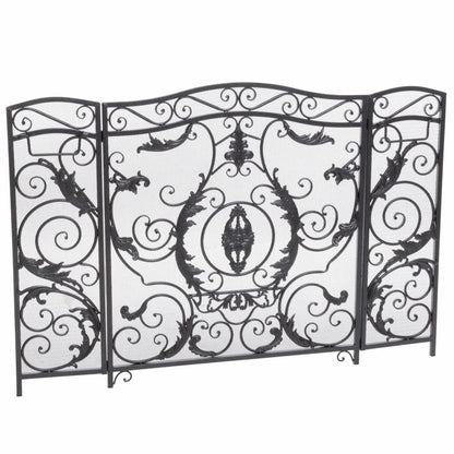 Mariella Traditional Floral Iron Fireplace Screen with Ornate Design