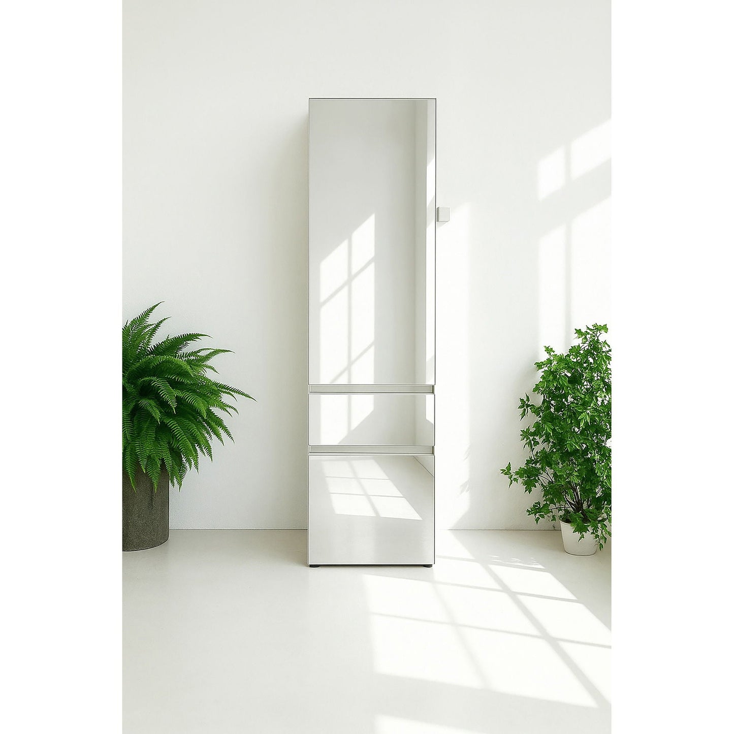 Elise - Slim Modular Closet Cabinet With Mirror - White