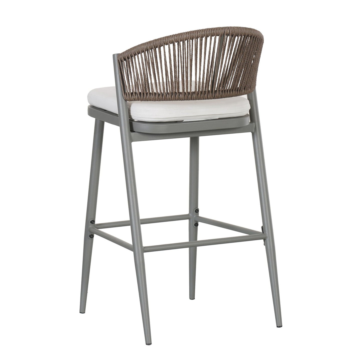 Outdoor Bar Height Metal Frame Counter Stools with Scallop-Shaped Backrest & Water-Resistant Cushions