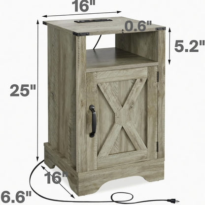 Farmhouse Nightstand, Charging Station & Storage