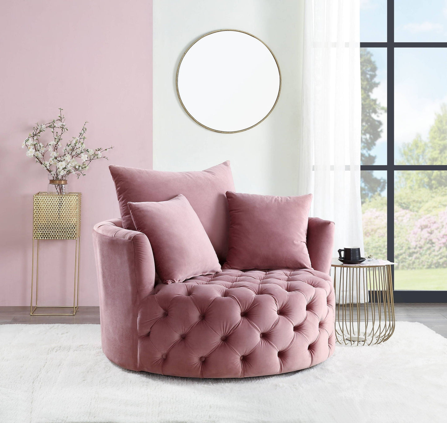 Zunyas Velvet Accent Chair With Swivel