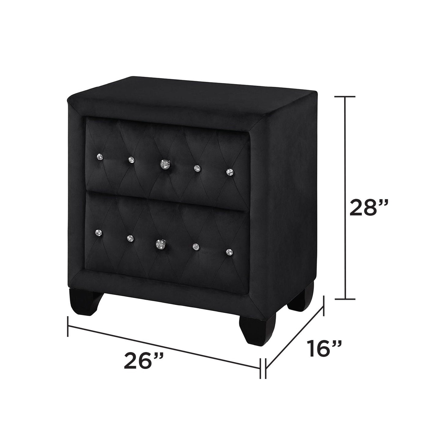 Sophia - 2 Drawer Upholstered Nightstand