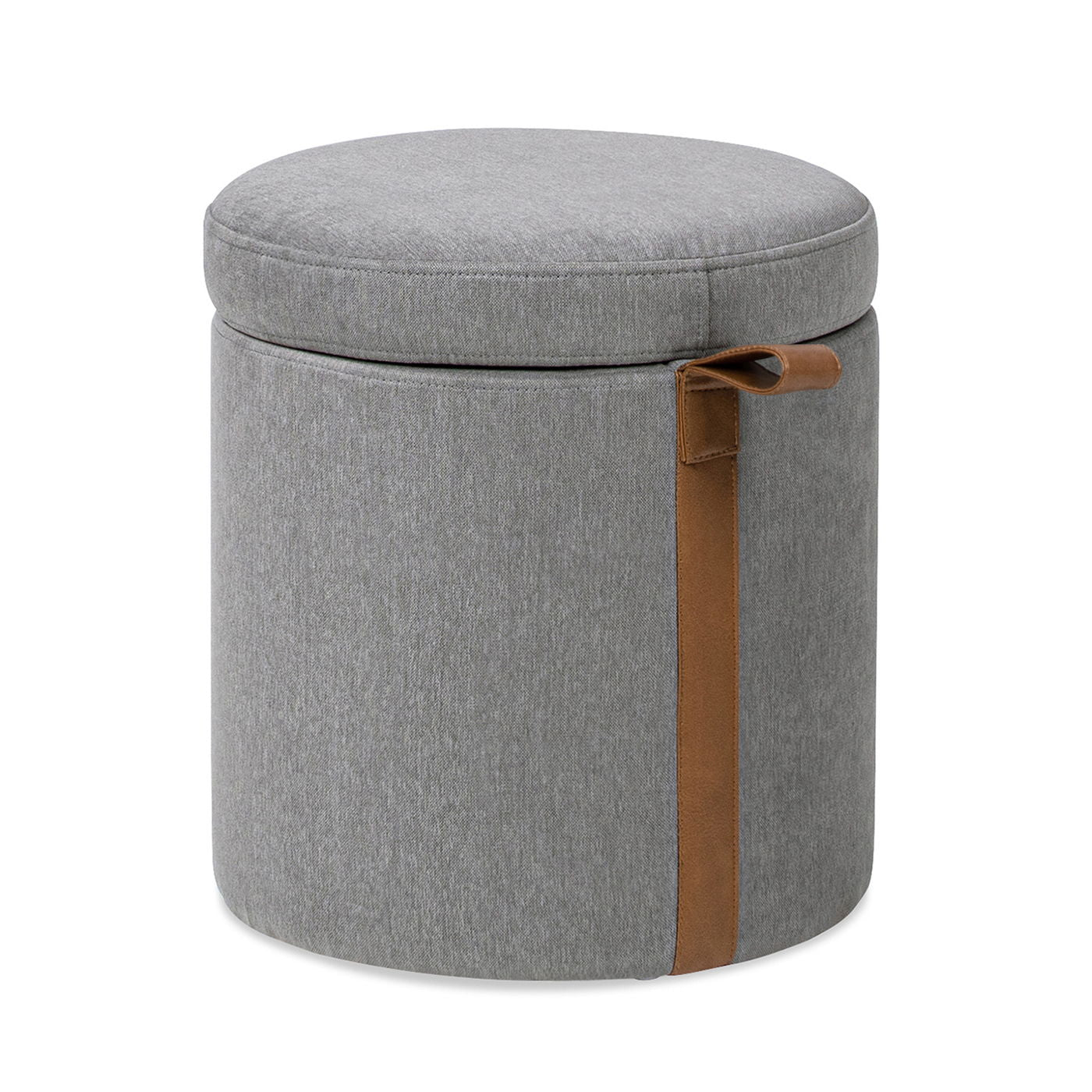 Brandy - Round Upholstered Storage Ottoman With Accent