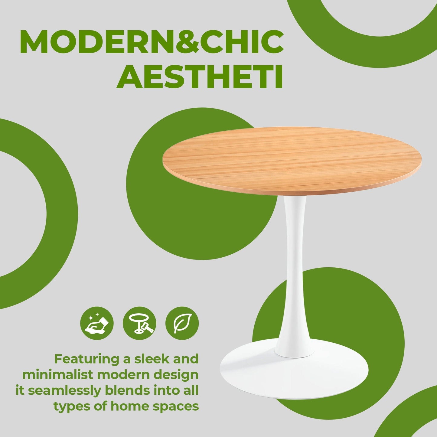 Mid-Century Tulip Table With Round Top and Pedestal Base