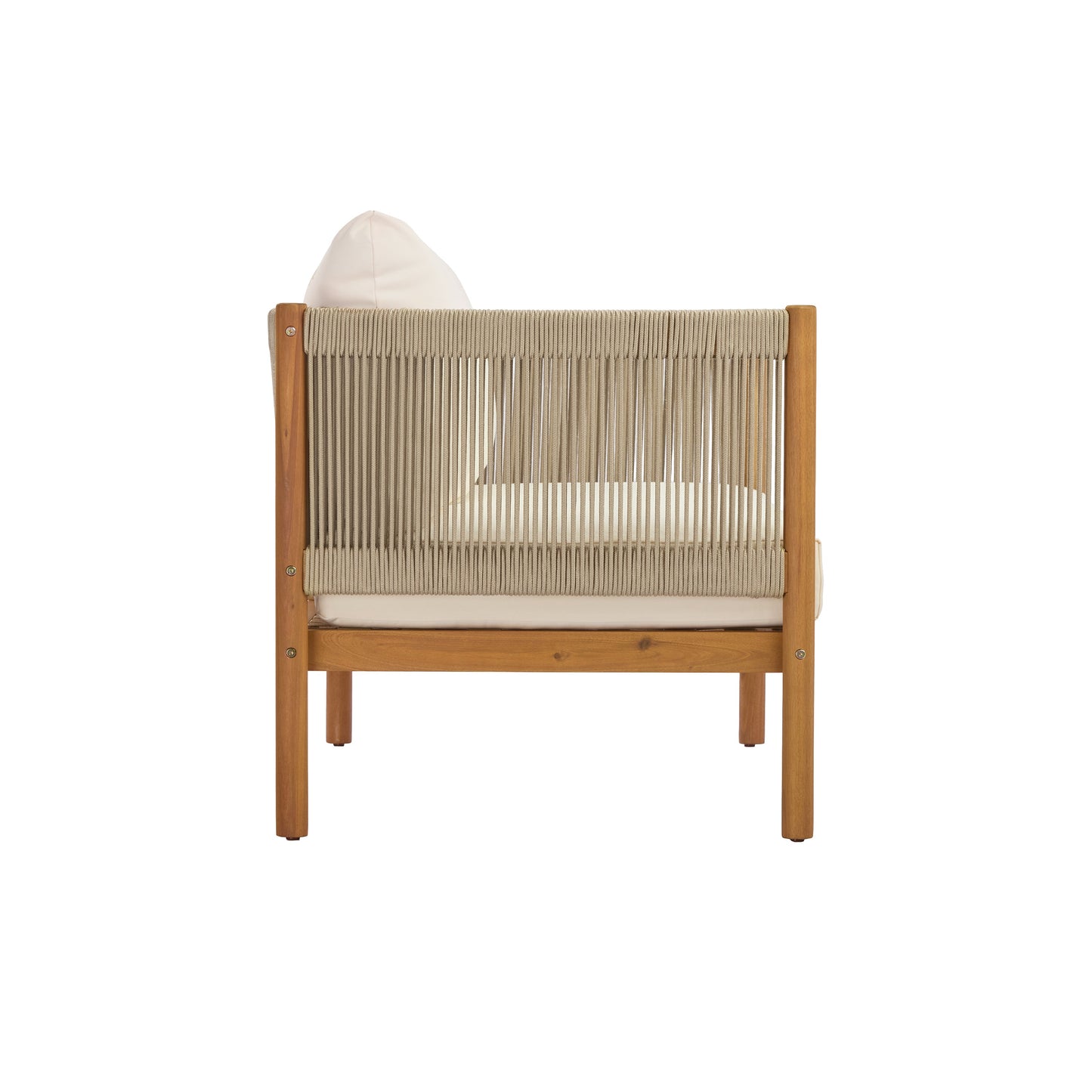 Outdoor Loveseat and Coffee Table Set with Acacia Wood Frame in Teak Look