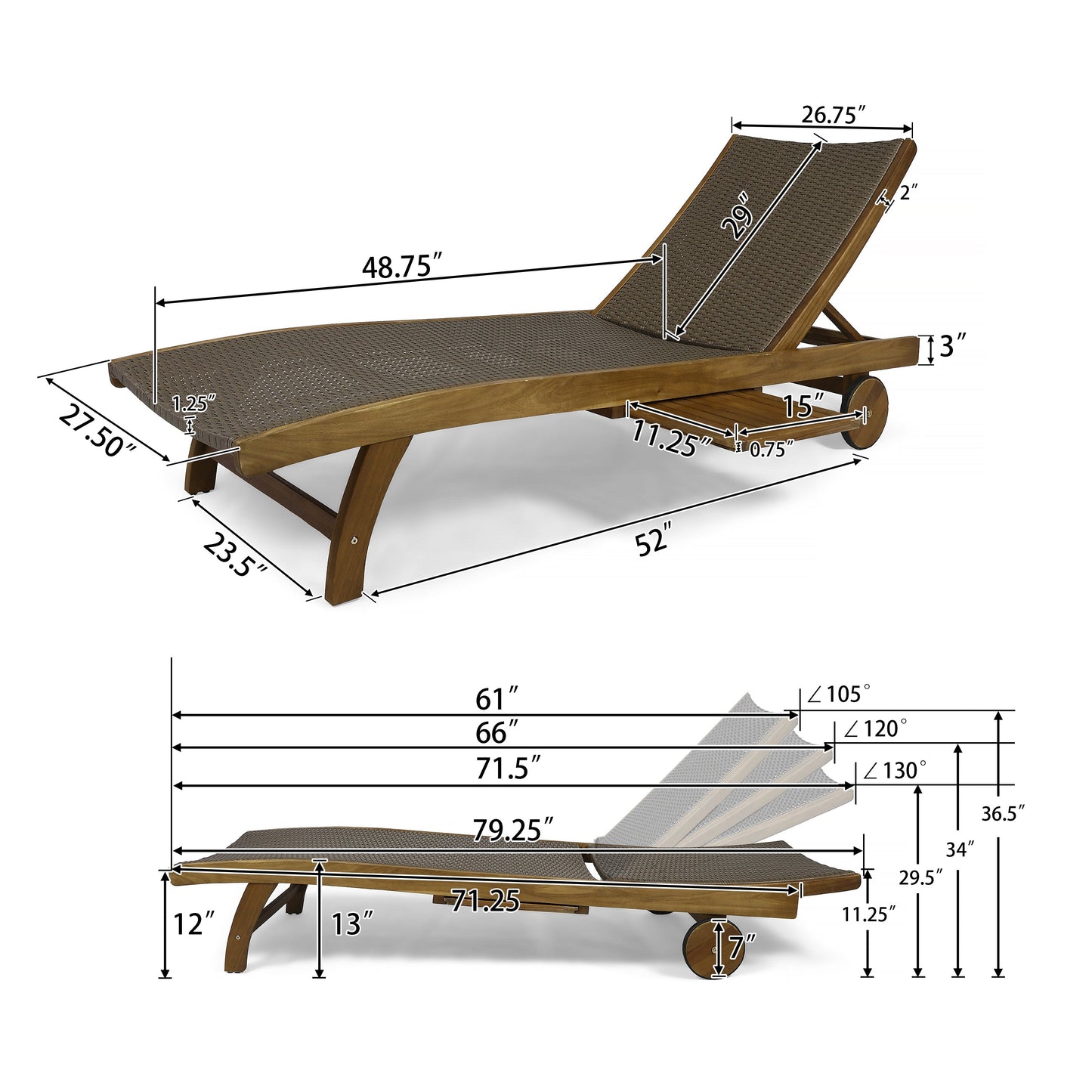 Banzai Chaise Lounge with Pull-Out Tray [Set of 2 Pcs]