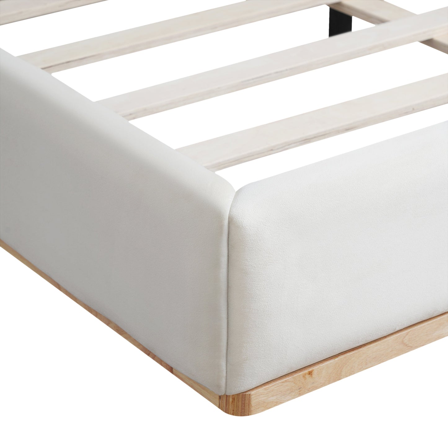Elegant Upholstered Bed With Solid Wood Frame, King