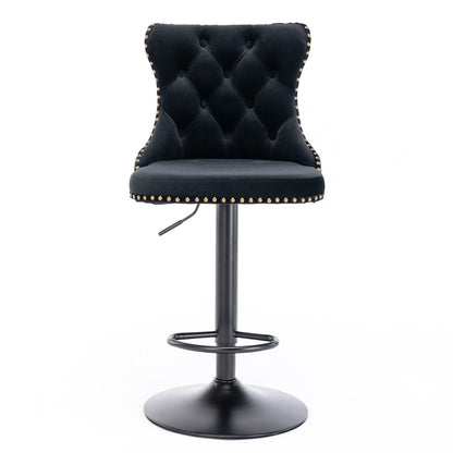 Swivel Barstools Adjusatble Seat Height, Modern Upholstered Bar Stools With Backs Comfortable Tufted For Home Pub And Kitchen Island (Set of 2)
