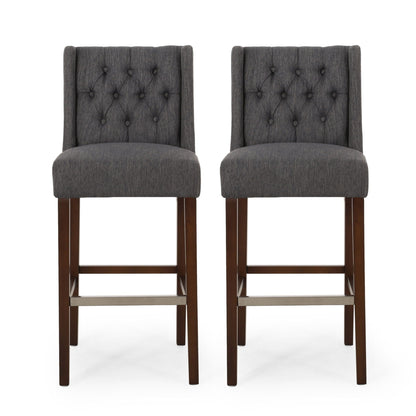 Solstara Upholstered Dining Barstool with Button Tufted and Wing Back