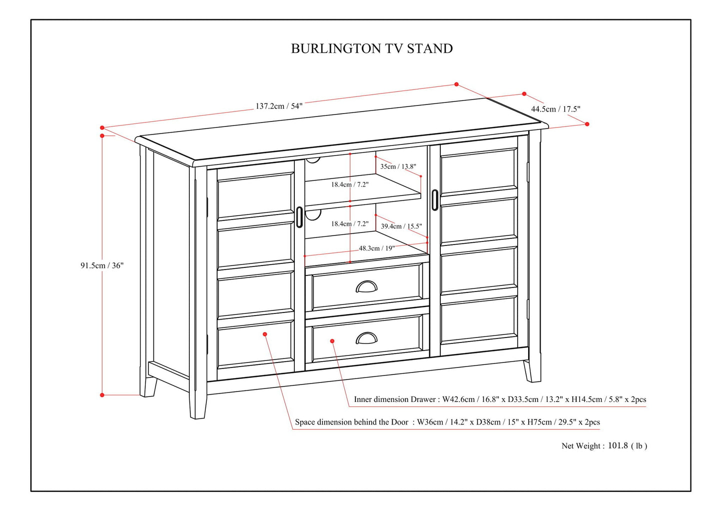 Burlington - Handcrafted Tall TV Media Stand