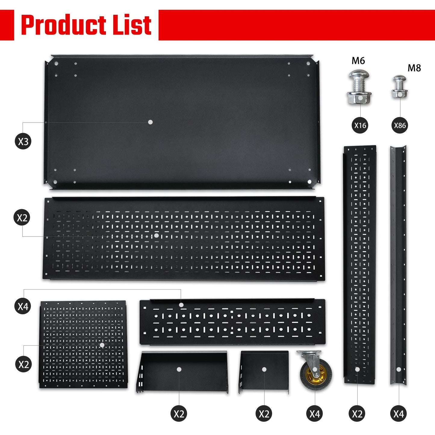 3-Tier DIY Detachable Utility Cart With Steel Pegboard
