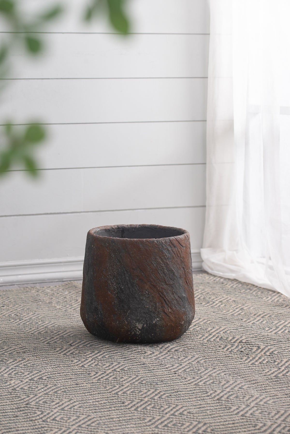 12.6x12.6x11.8" Cement Planter Small, Indoor Outdoor Garden Functional Decor