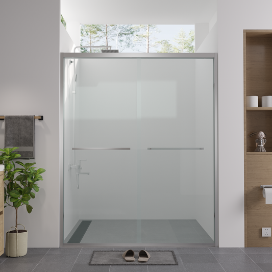 56-60"x74" Aluminum Frame Double Sliding Shower Door
