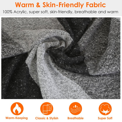Women Winter Warm Scarf 74.8x25.6In Long Soft Knitted Shawl Extra Thick Plaid Blanket Wrap Cape