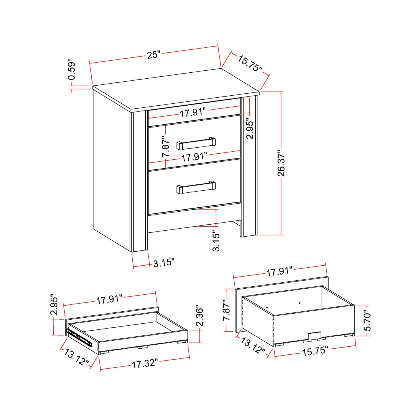 Lorenzo - Nightstand With Hidden Compartment And Handles - Silver