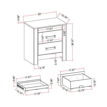 Lorenzo - Nightstand With Hidden Compartment And Handles - Silver