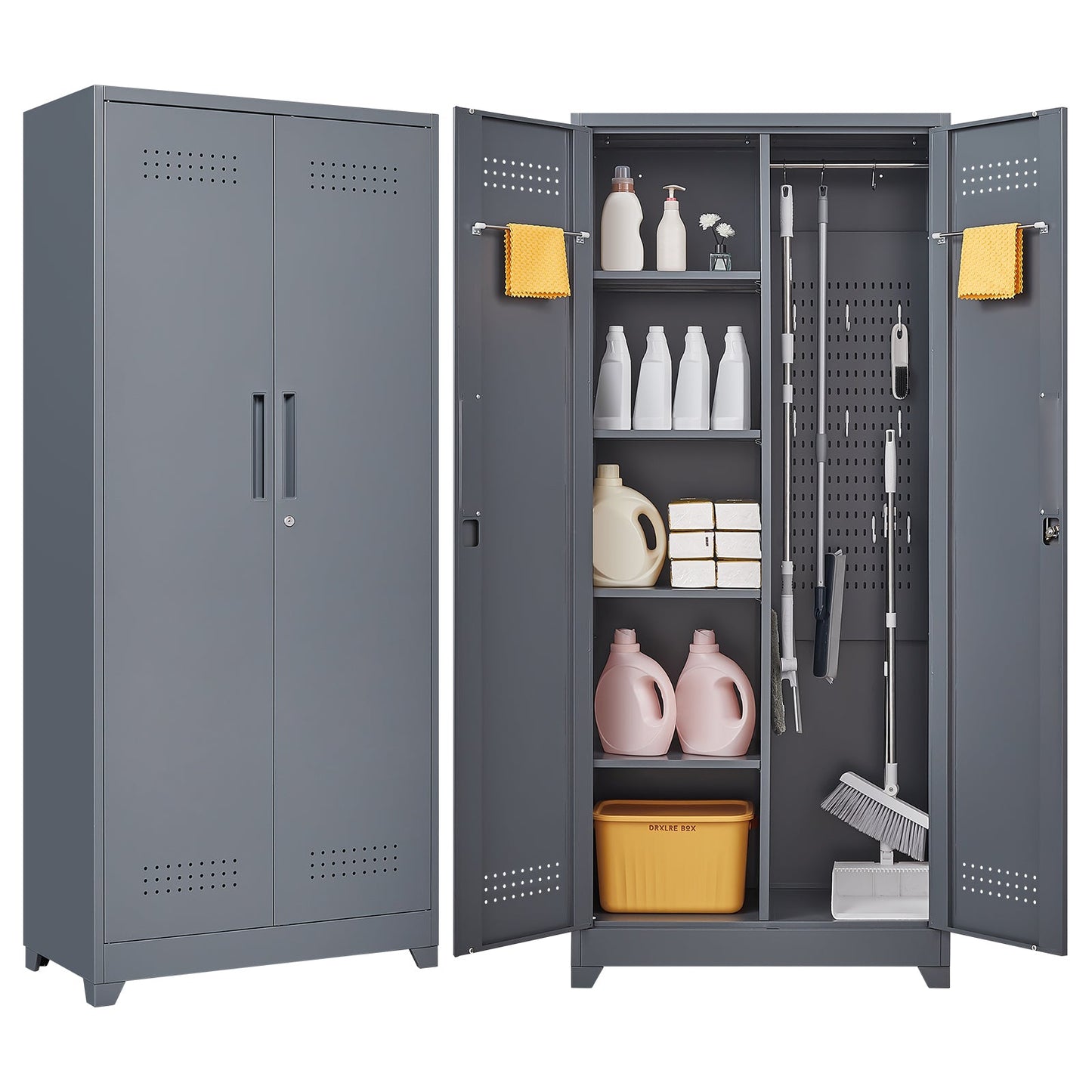 Gray And Metal Storage Cabinet