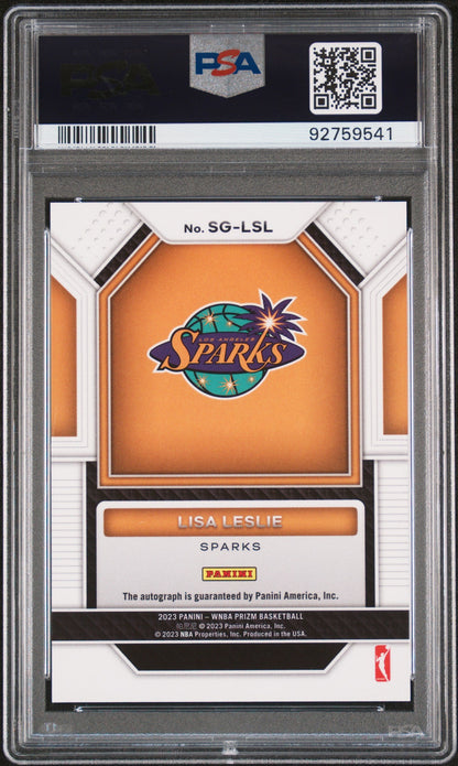 Graded 2023 Panini Prizm WNBA Lisa Leslie #SGLSL Signature Basketball Card PSA 10 Gem Mint