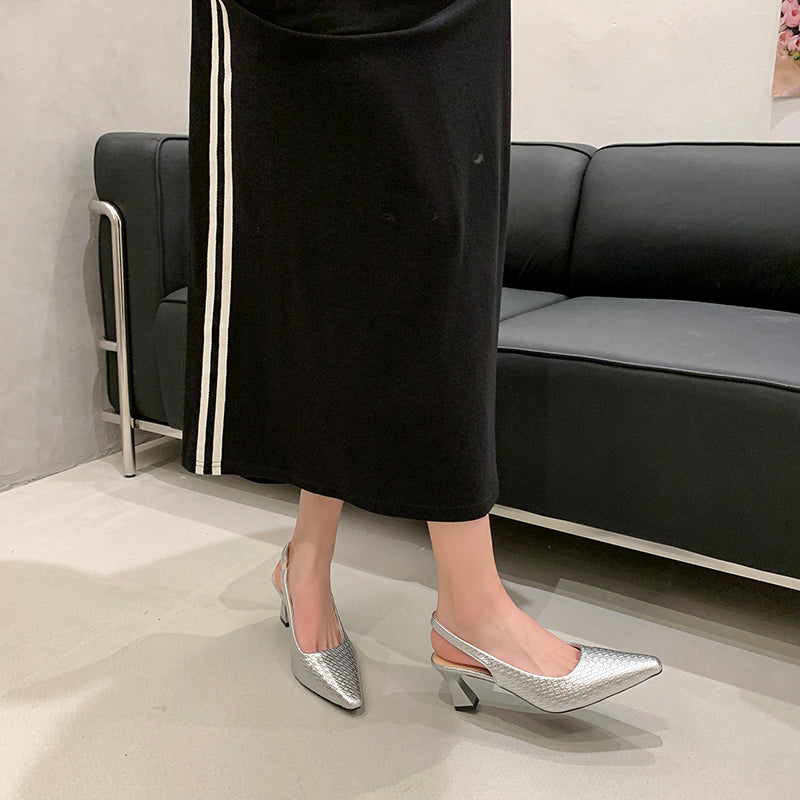 Women Woven Block Heel Mary Janes, 2026 New Summer Elegant Fashion Commuter High Heel Sandals, Versatile Daily Single Shoes