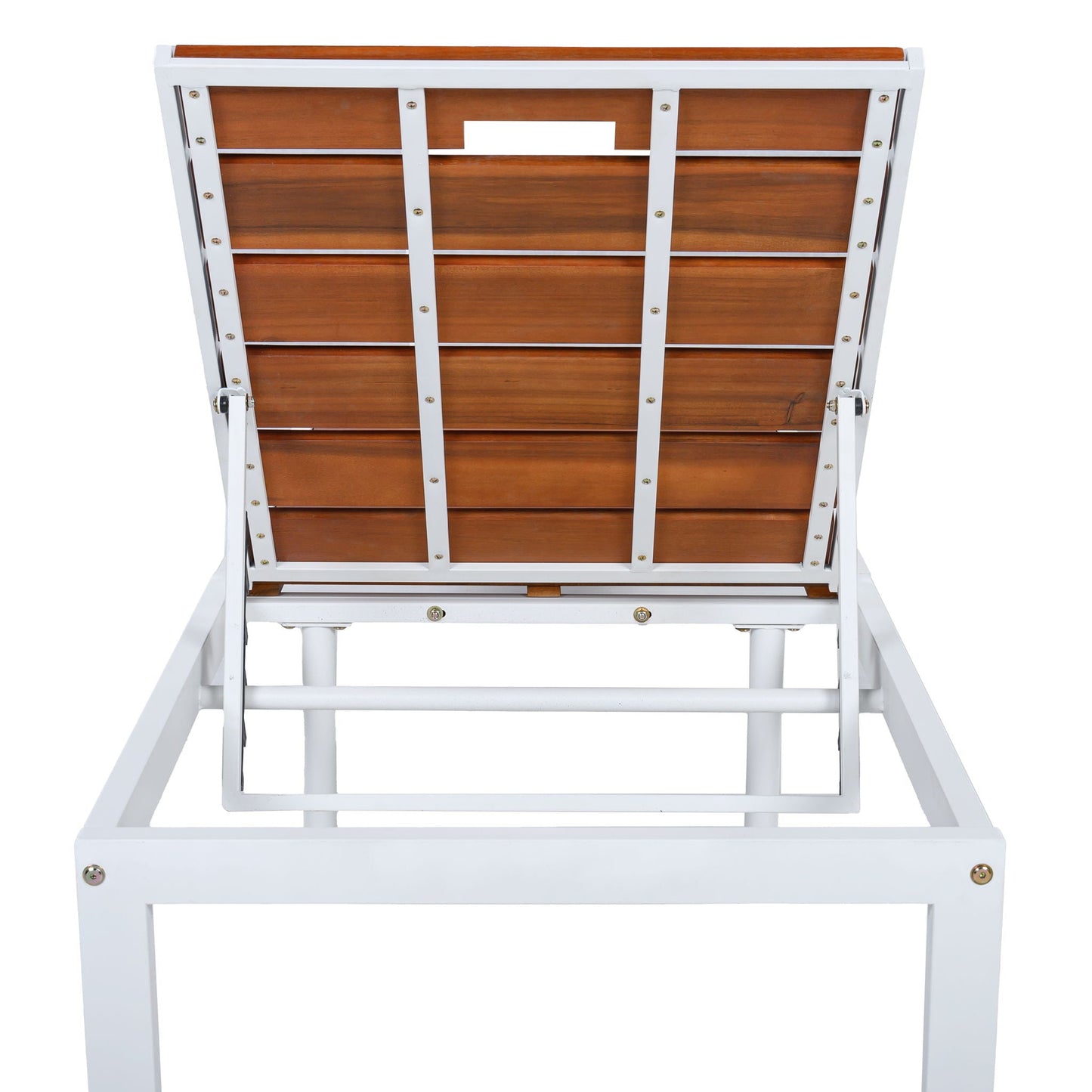 Outdoor Chaise Pool Lounge Chairs With Adjustable Backrest - Brown / White