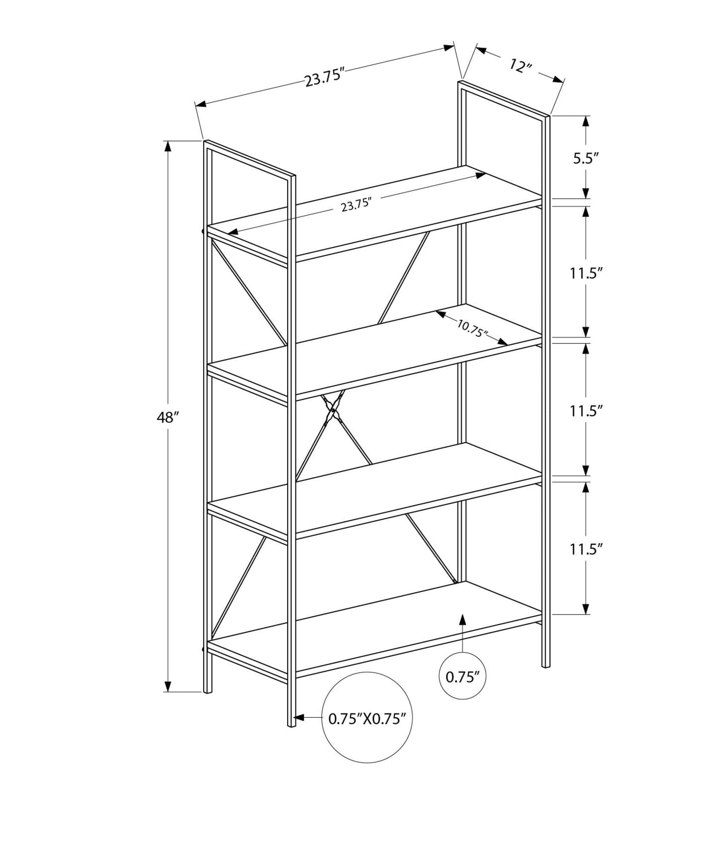 4-Tier Contemporary Bookshelf for Office & Bedroom