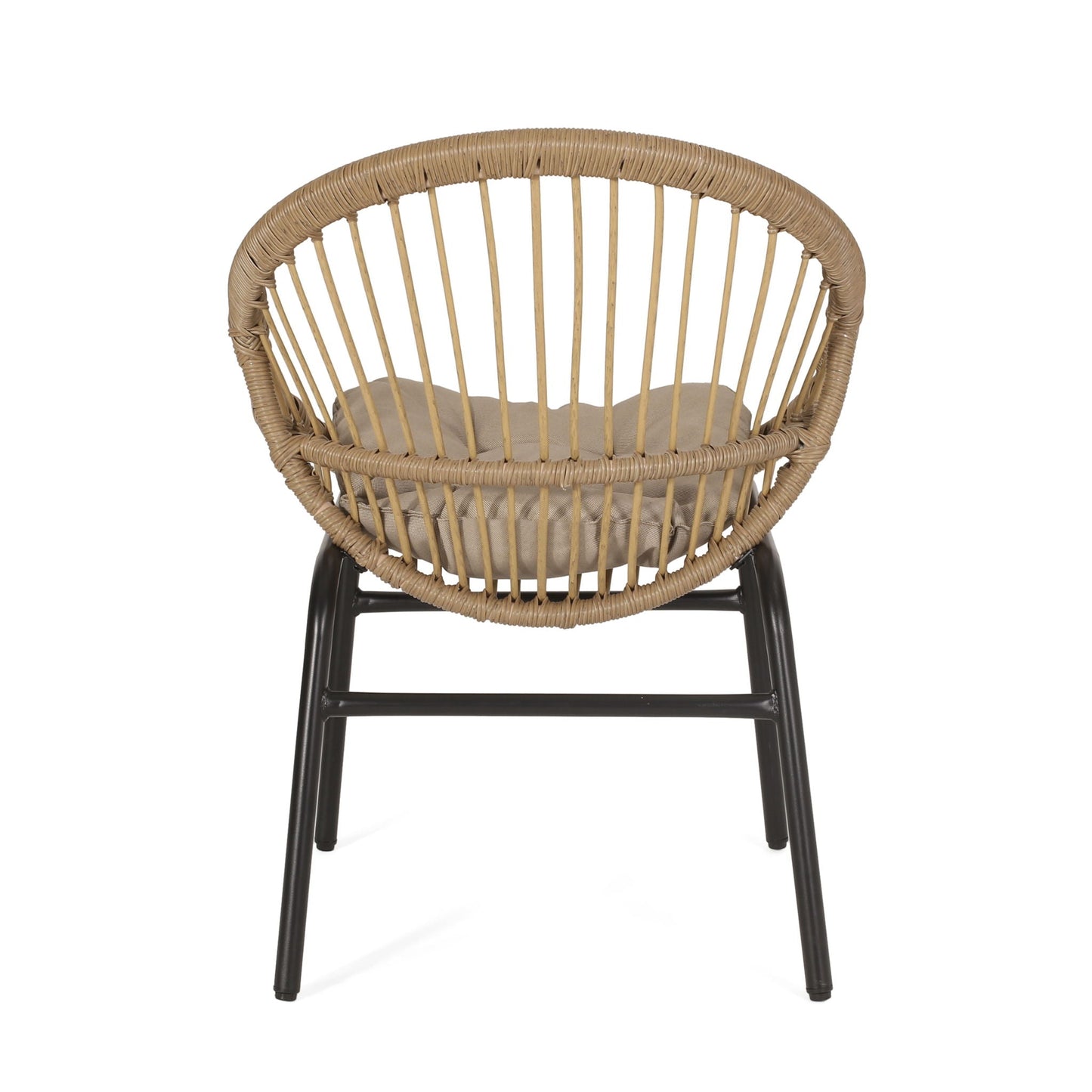 Outdoor Accent Chair With Curved Back And Basket Frame (Set of 2) - Light Brown / Beige