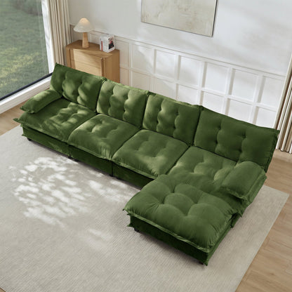 138" L Shaped Modern Sofa Modular Sectional Cloud Couch with Ottoman