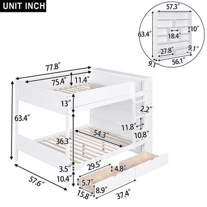 Bunk Bed With 2 Drawers And Multi Layer Cabinet