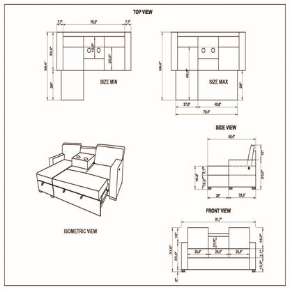 Territory - Pull Out Sofa Bed With Design - Dark Gray