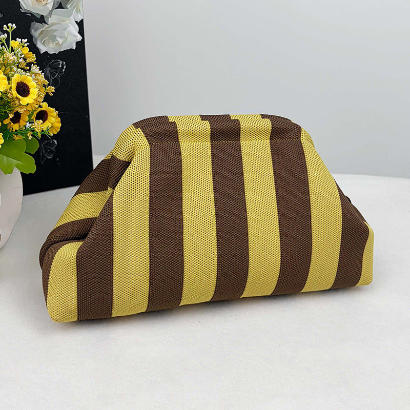 Womens Knitted Bag Striped Clutch
