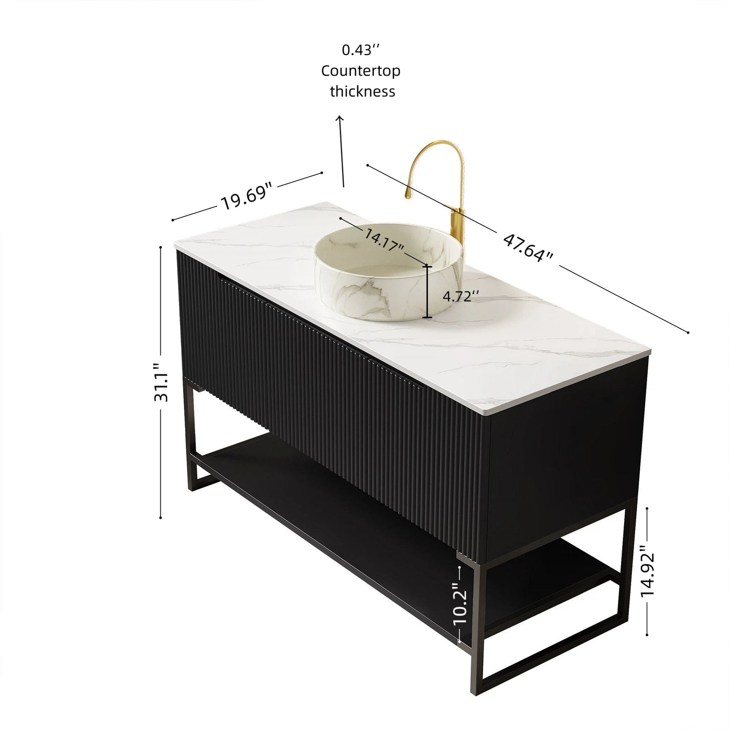 Tulio 48" Bathroom Vanity & Sink, Freestanding Storage Cabinet