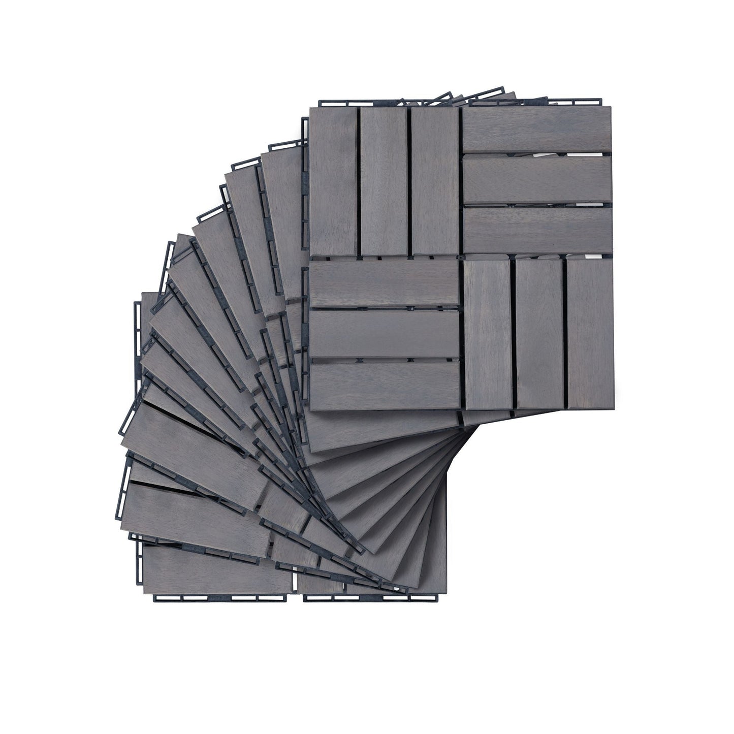 Acacia Wood Interlocking Deck Tiles Checker Pattern For Outdoor Flooring