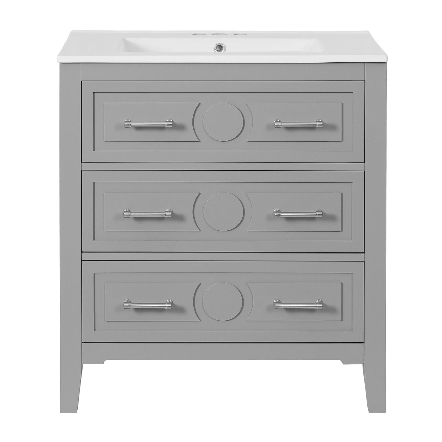 Retro Bathroom Vanity With Sink Combo, Free Standing Single Set With 3 Drawers