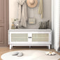 TREXM Boho Rattan Entryway Bench with Storage