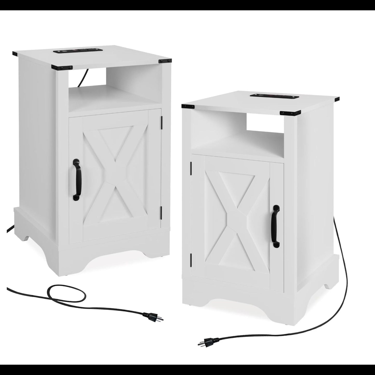 Farmhouse Nightstand, Charging Station & Storage