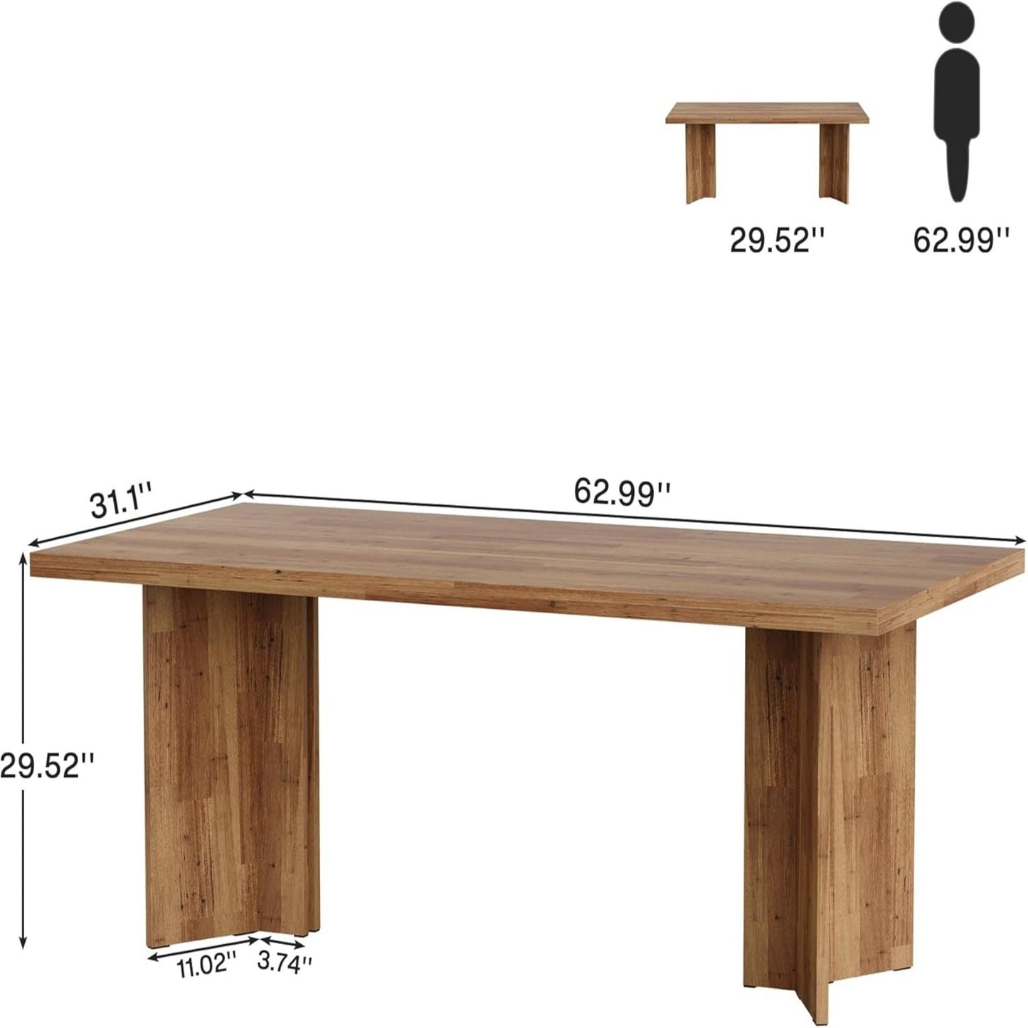 Executive Desk, Vintage Computer Workstation With Thickened Tabletop