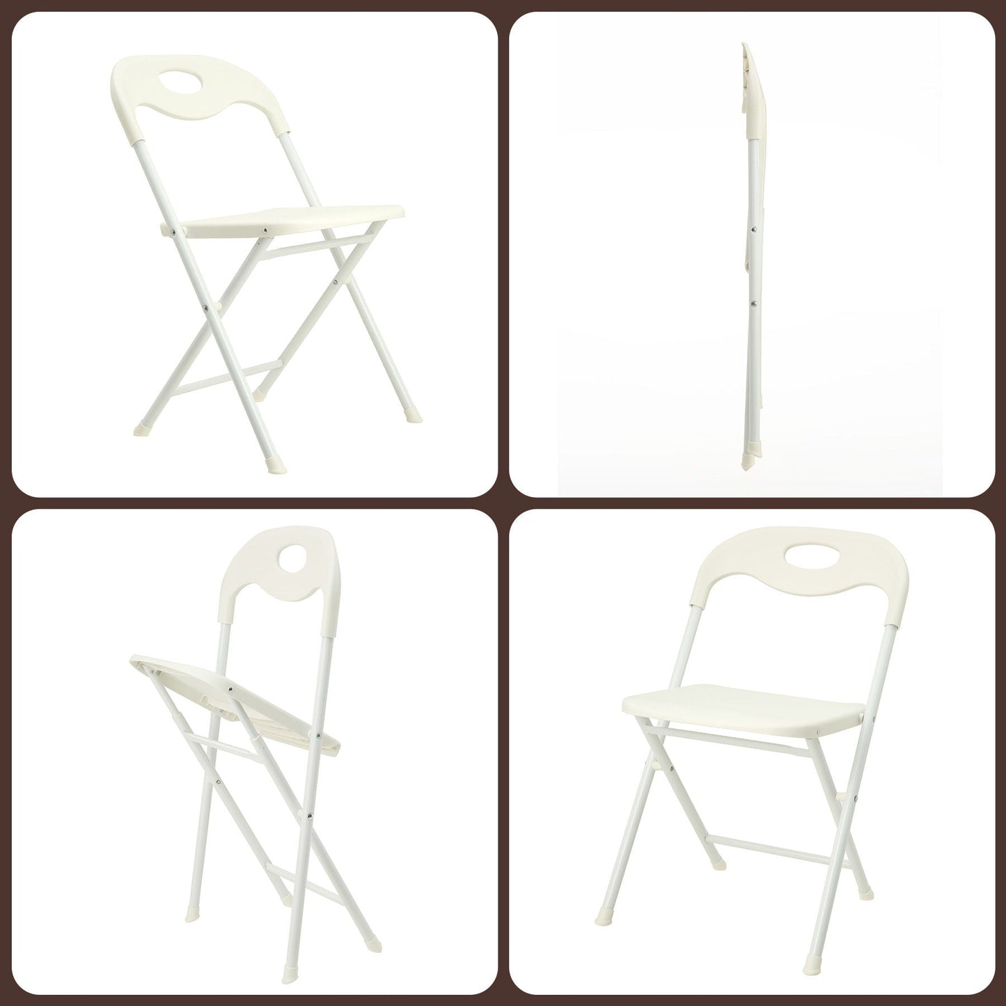 Folding Chairs, Stackable & Waterproof (Set of 4) - White