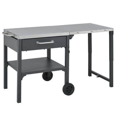 Foldable Outdoor Kitchen Cart With Storage For Patio