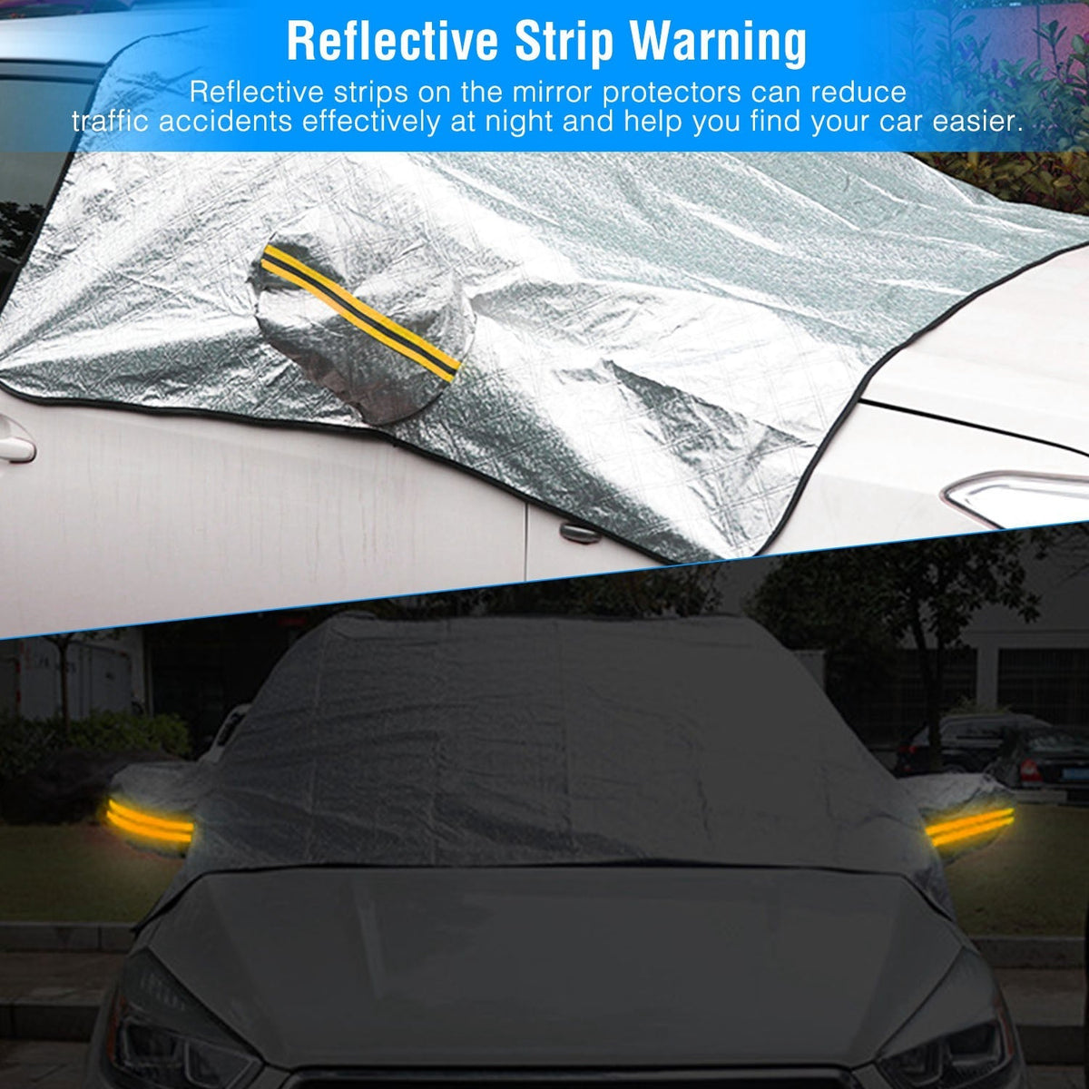 Car Windshield Snow Cover Windproof Magnetic Car Windscreen Cover Frost Ice Protection with SideÊMirror Protector 5 Magnets for Most Vehicles