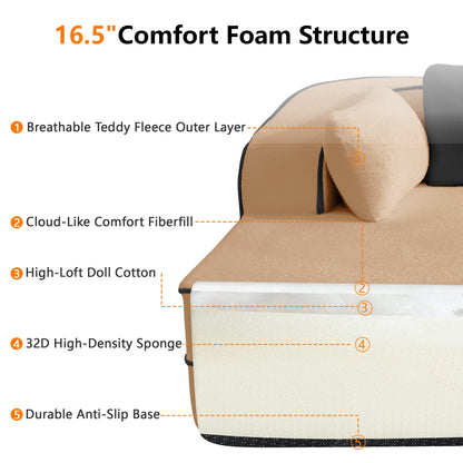 77.2" Teddy Fabric No Assembly Sofa in Camel