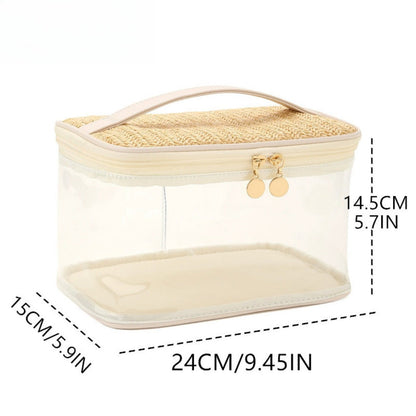 Large capacity PVC straw makeup bag for women,Portable travel toiletry bags, cosmetics portable storage bags, lightweight makeup bags,