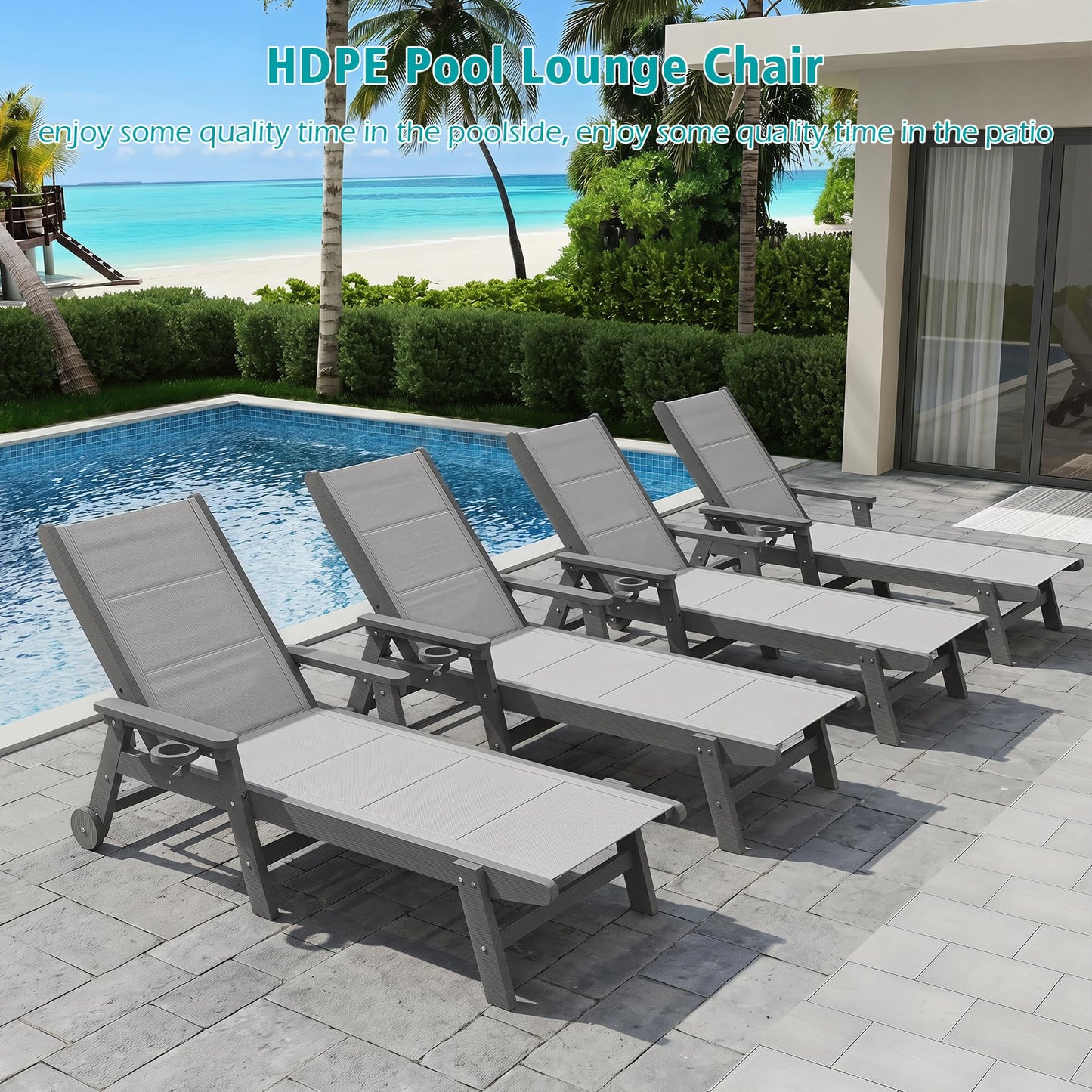 Outdoor Pool Lounge Chairs Set of 2
