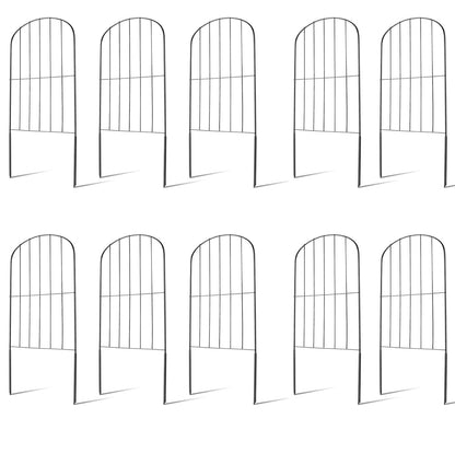 10Pcs Decorative Garden Fence Rustproof Iron Wire Arched Fence Animal Barrier Border 12.59Ó Width 23.93Ó Length For Yard Landscape Patio Outdoor Decor