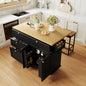 TOPMAX Farmhouse Kitchen Island with Drop Leaf and 2 Seatings